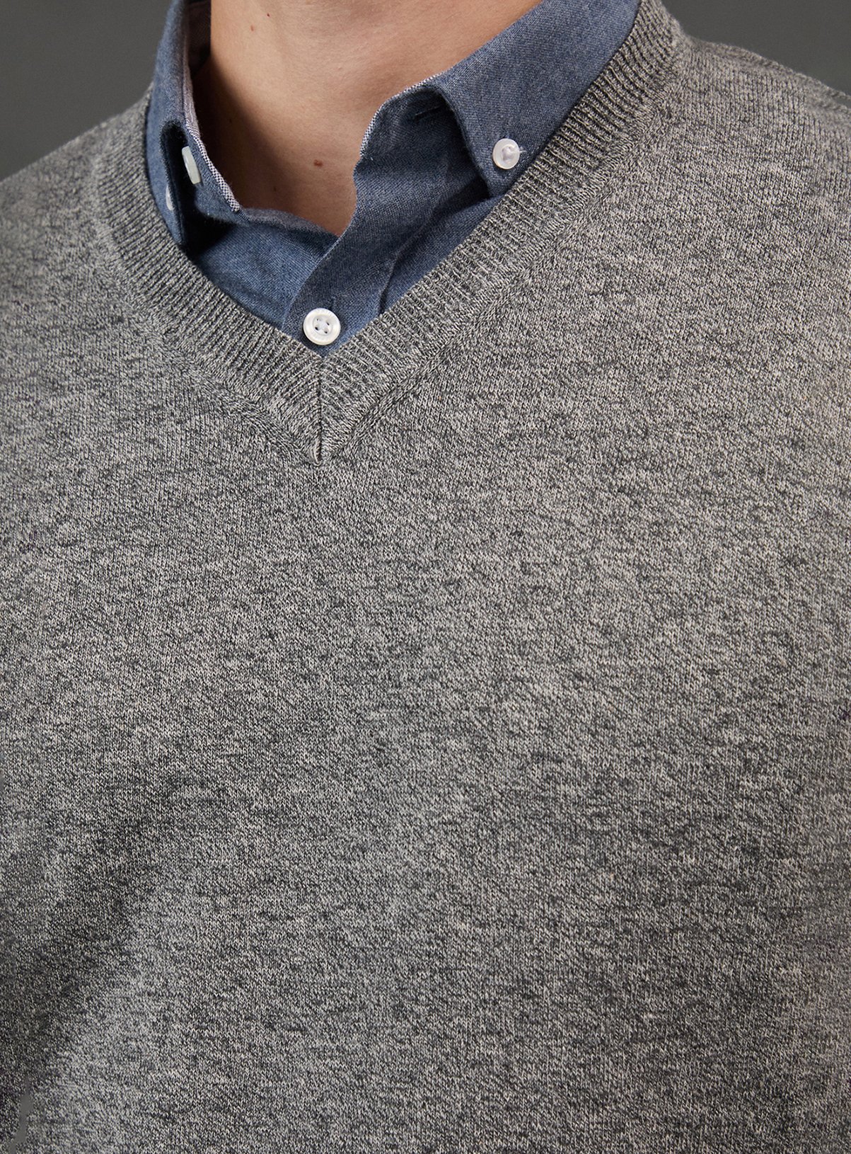 BURTON Light Grey Cotton Rich V Neck Jumper M - Image 5 thumbnail